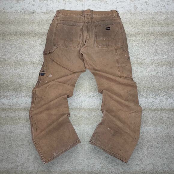 Vintage 90s Dickies Carpenter Pants 34x32 Baggy Fit Camel Tan Canvas Dungarees